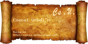 Cserei Urbán névjegykártya